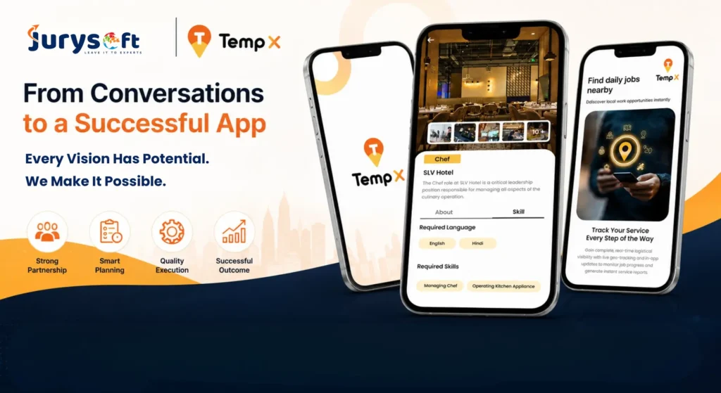 Jurysoft case study showcasing the TempX job platform app