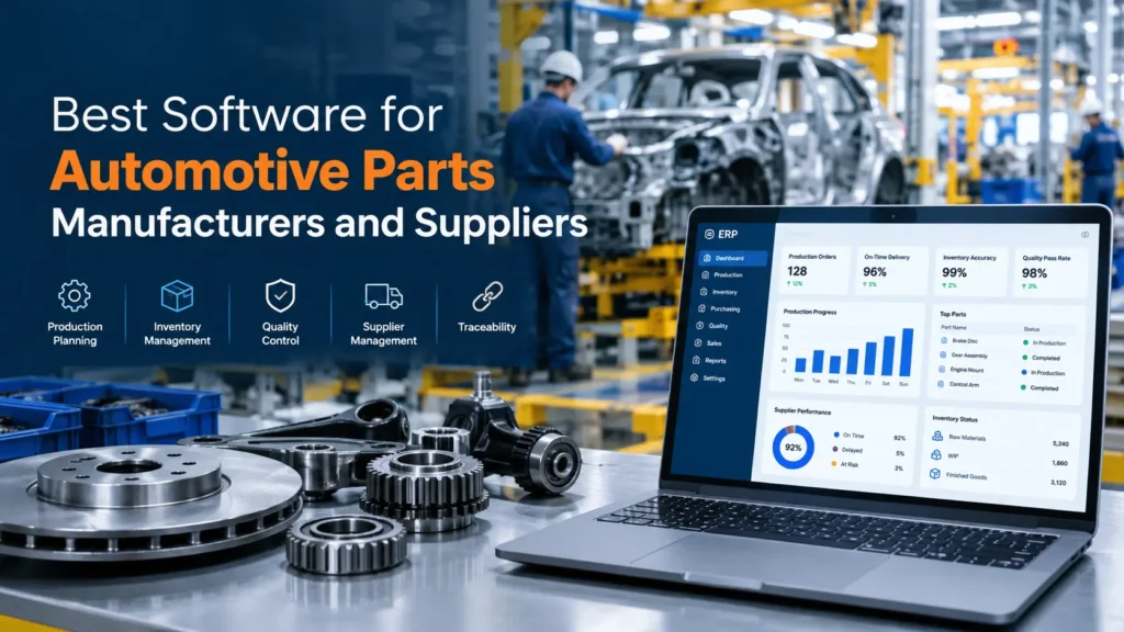 Explore software for automotive parts manufacturers, including production planning, inventory, quality control, traceability, and supplier management.