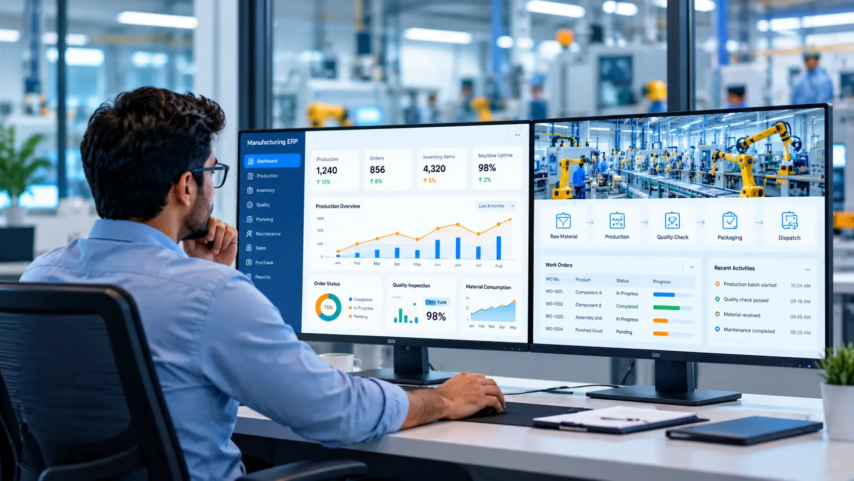 Preview of a Manufacturing ERP dashboard